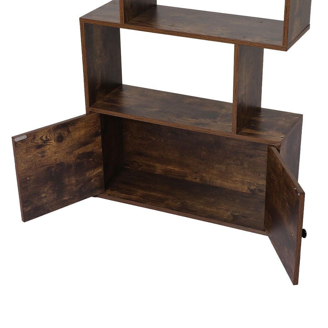 5-Tier Display Shelf Cabinet Storage Bookshelf- Brown