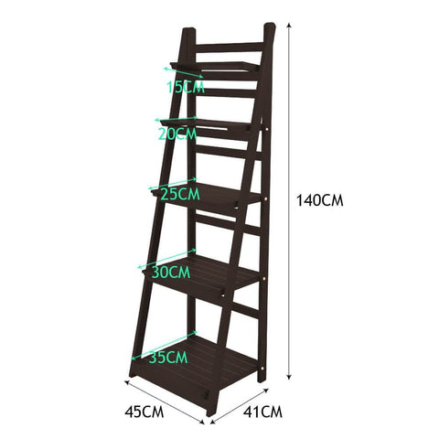 5 Tier Ladder Shelf Stand Storage Book Shelves Shelving Display Rack