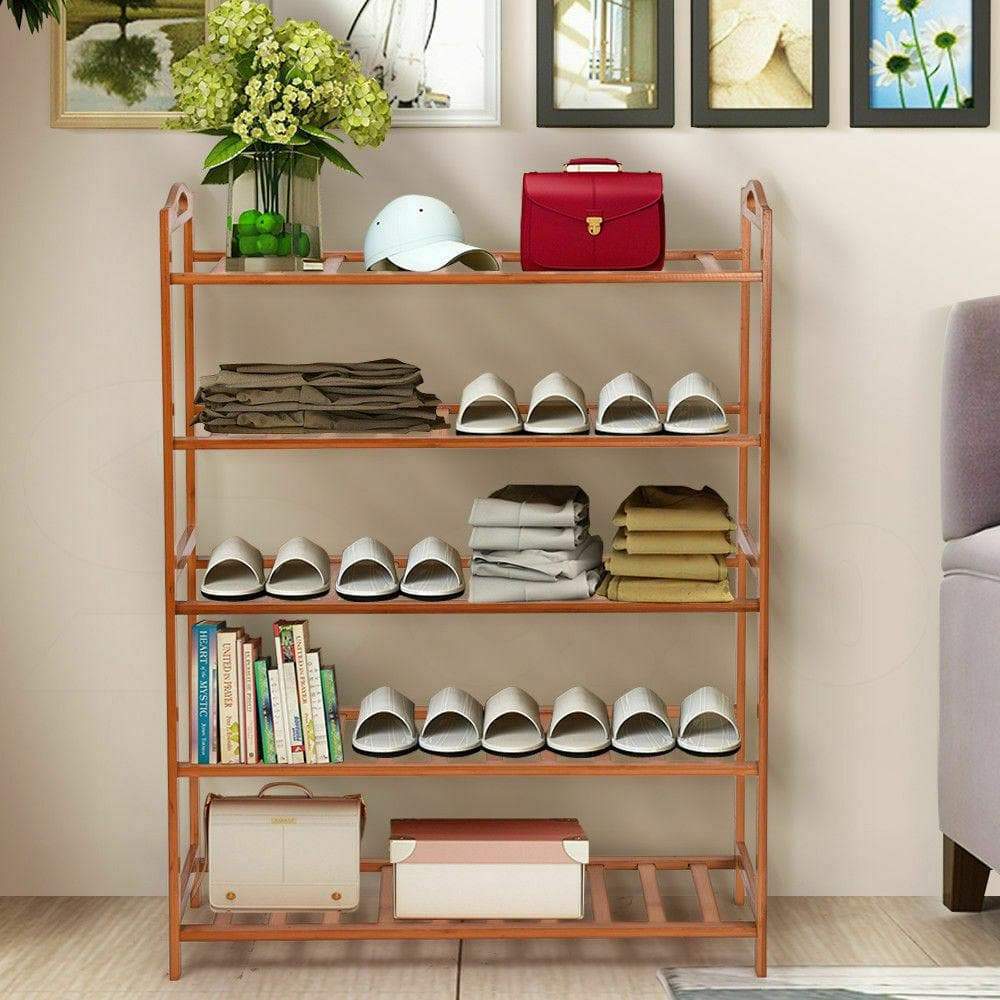 living room 5 Tiers Shoe Rack Organizer Wooden Shelf