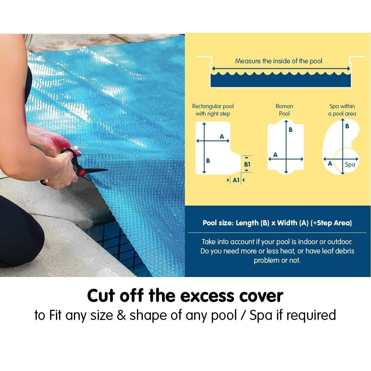 500 Micron Solar Swimming Pool Cover -  Blue/Silver 10m x 4m