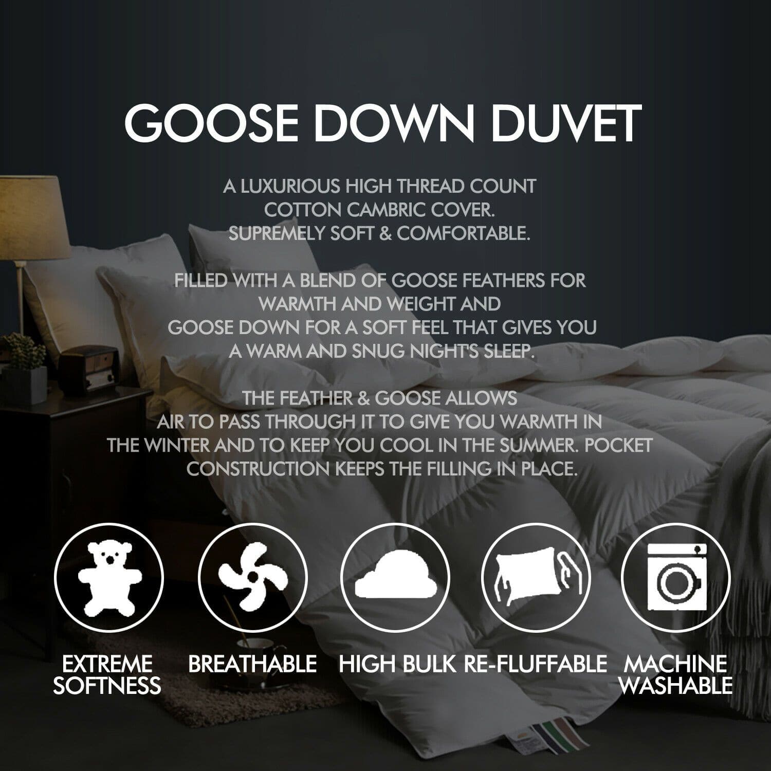 bedding 500GSM All Season Goose Down Feather Filling Duvet in Super King Size