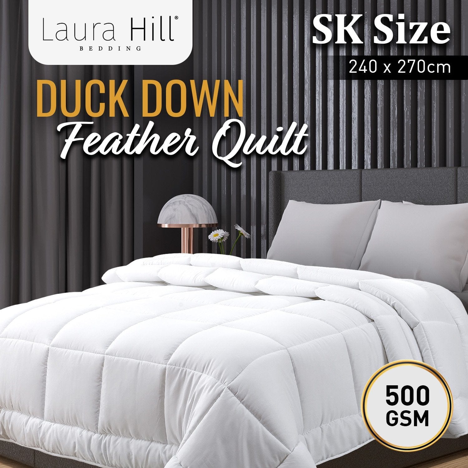 500GSM Duck Down Feather Quilt Comforter Doona - Queen