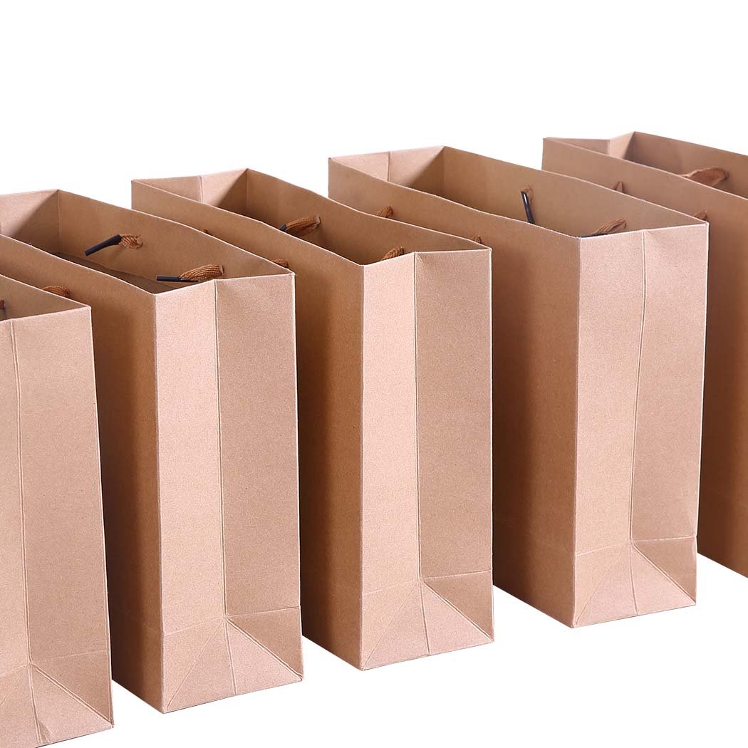 Storage & Packaging 50x Brown Paper Bag Shopping Retail Bag Handles