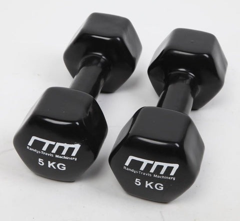 Fitness Accessories 5kg Dumbbells Pair PVC Hand Weights Rubber Coated