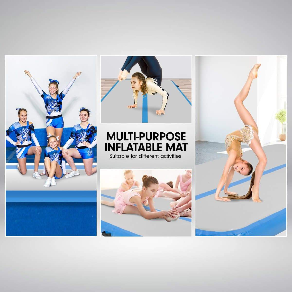 5m Airtrack Tumbling Mat Gymnastics Exercise 20cm Air Track - Blue