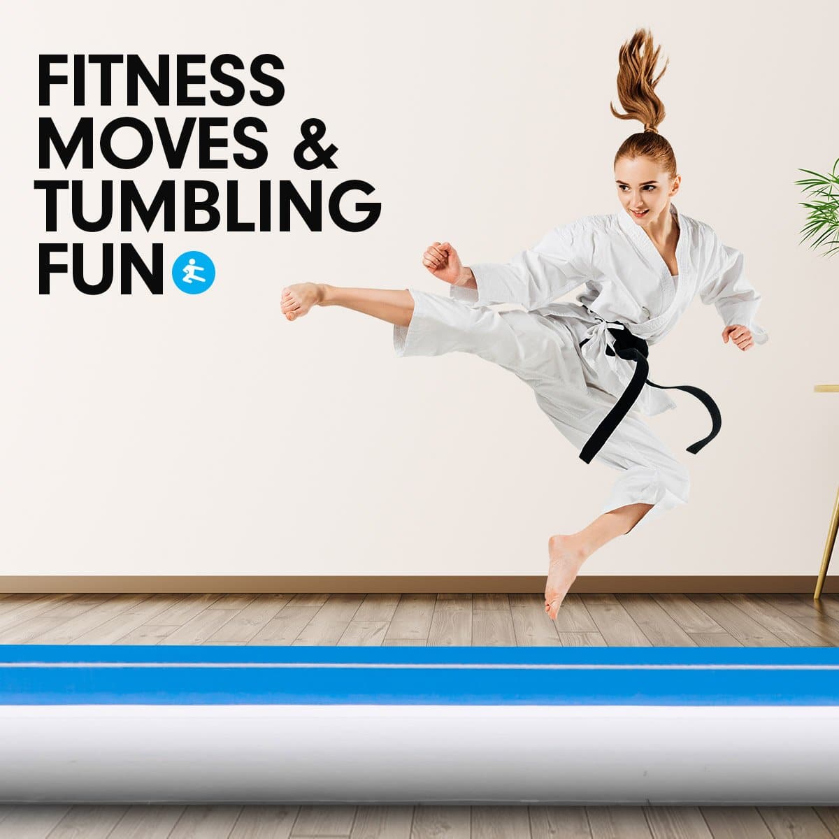 5m Airtrack Tumbling Mat Gymnastics Exercise 20cm Air Track Blue White