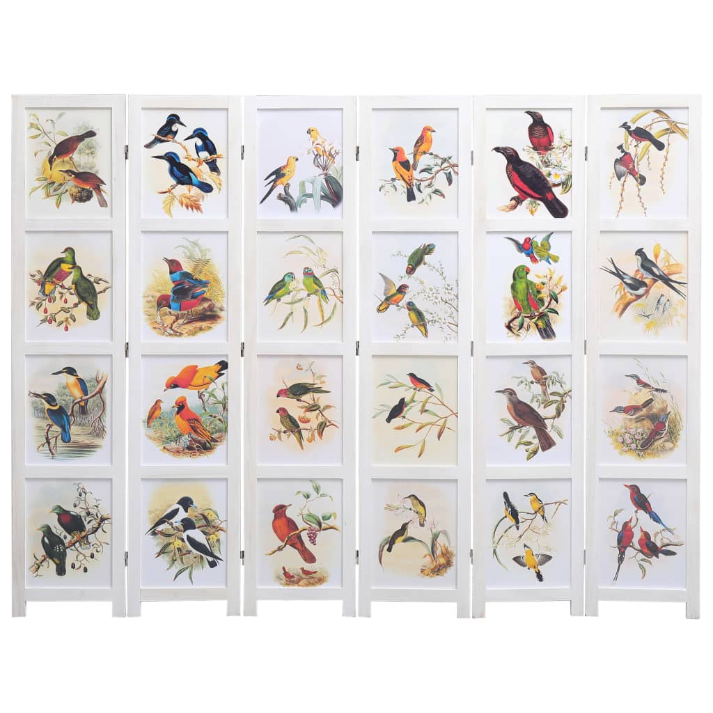 6-Panel Bird Room Divider White