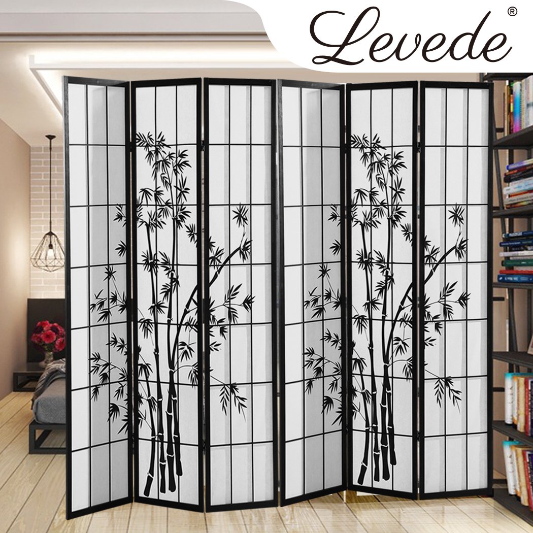 living room 6 Panel Free Standing Foldable  Room Divider Privacy Screen Bamboo Print