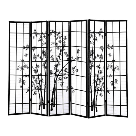 living room 6 Panel Free Standing Foldable  Room Divider Privacy Screen Bamboo Print