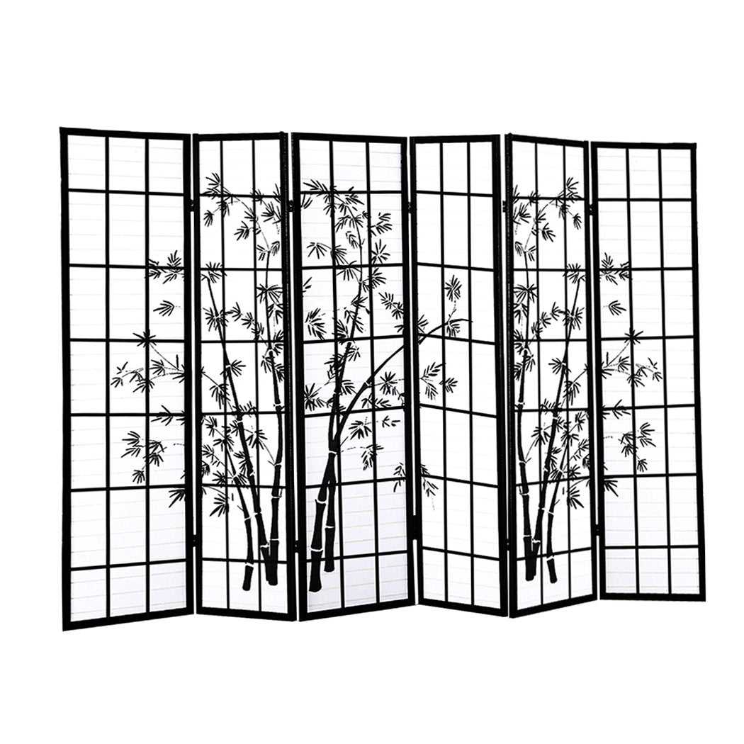 living room 6 Panel Free Standing Foldable  Room Divider Privacy Screen Bamboo Print