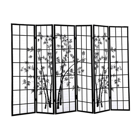 6 Panel Free Standing Foldable  Room Divider Privacy Screen Bamboo Print