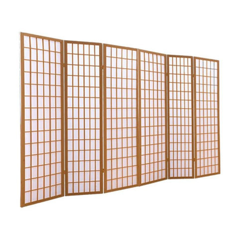 6 Panel Free Standing Foldable Room Divider Wood Frame