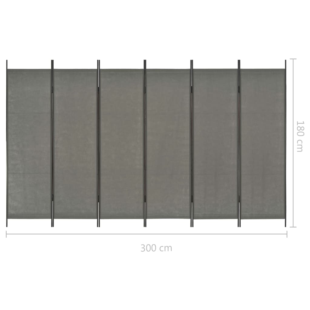 6-Panel Room Divider Anthtracite 300x180 cm