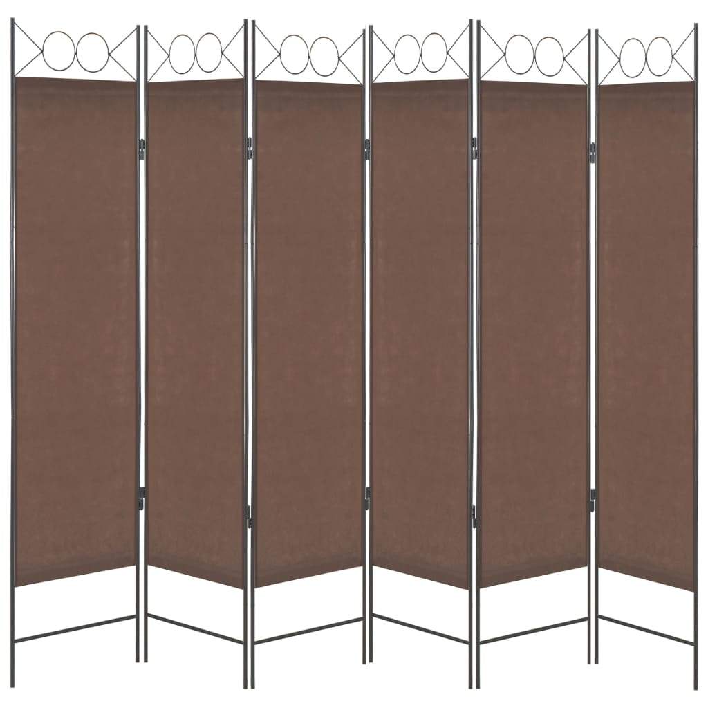 6-Panel Room Divider Brown 240x180 cm