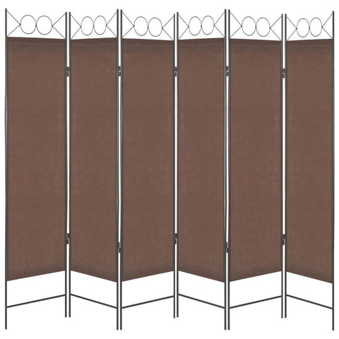 6-Panel Room Divider Brown