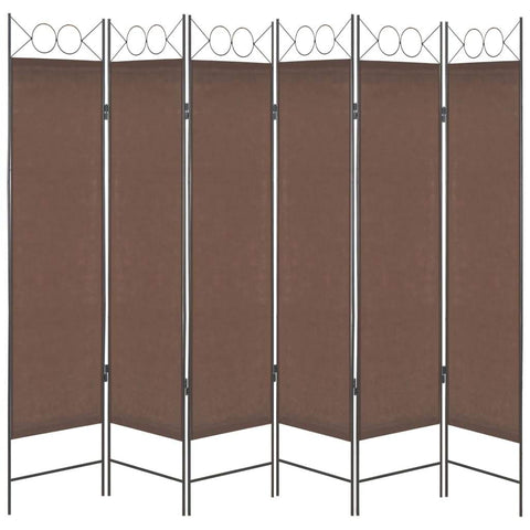 6-Panel Room Divider Brown