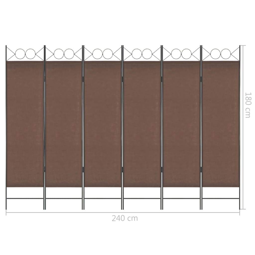 6-Panel Room Divider Brown 240x180 cm