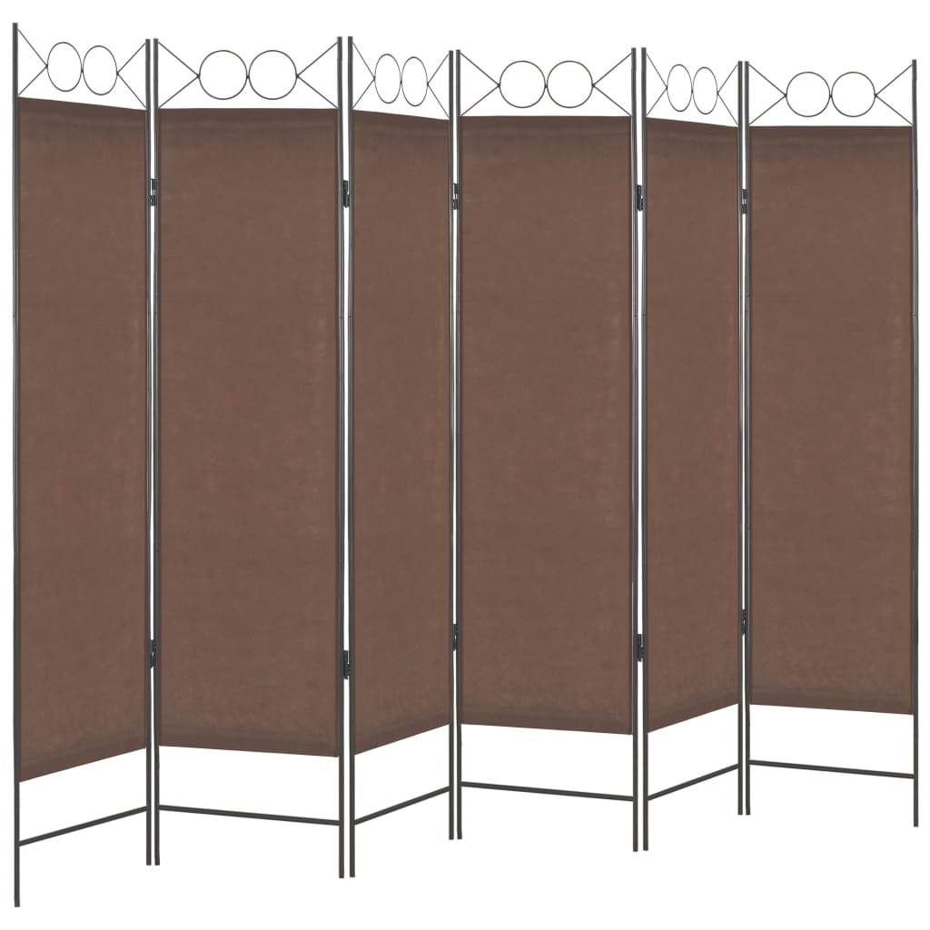 6-Panel Room Divider Brown 240x180 cm