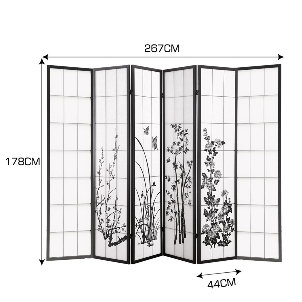 living room 6 Panel Room Divider Privacy Screen Wood Timber Bed Wider Foldable Stand