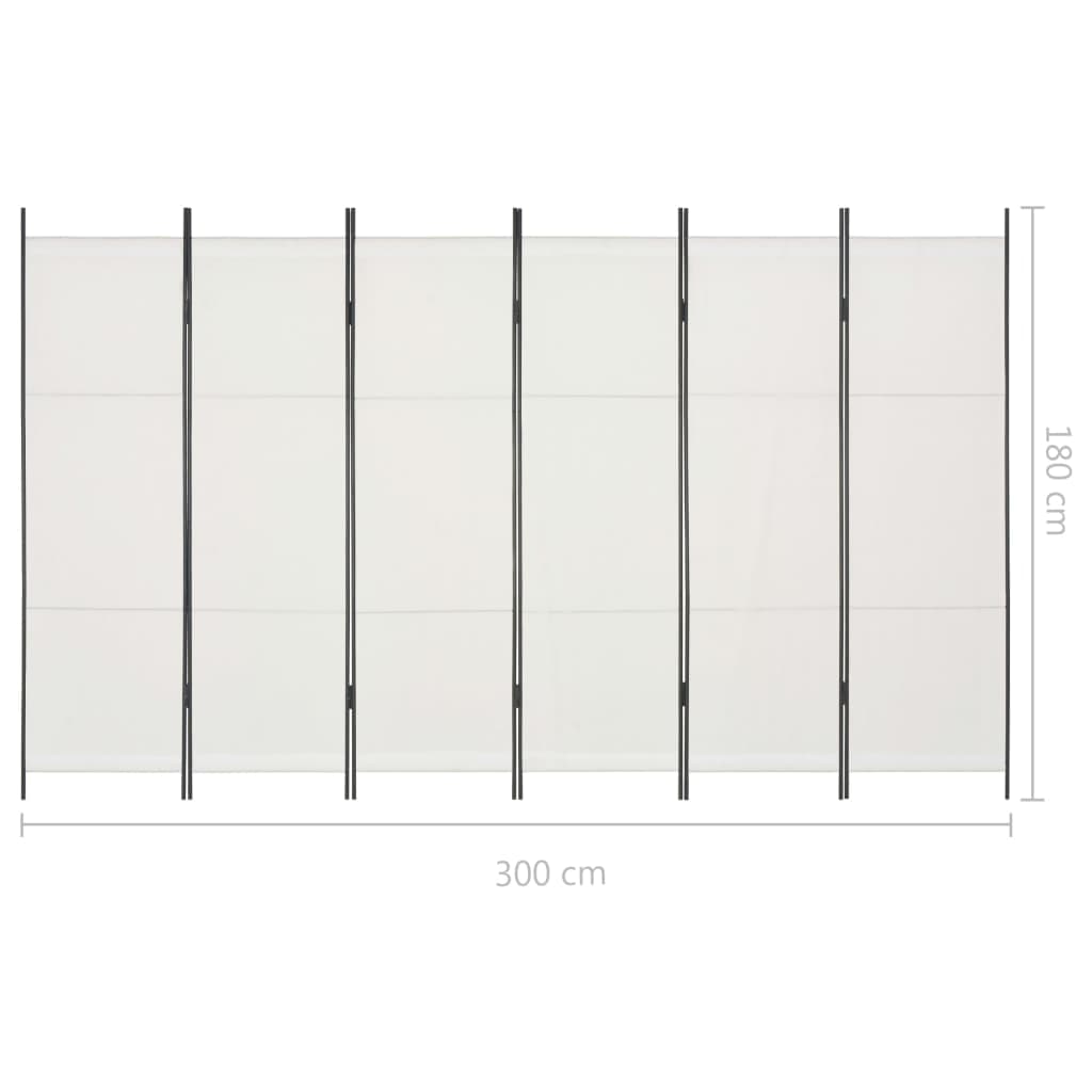 6-Panel Room Divider White 300x180 cm