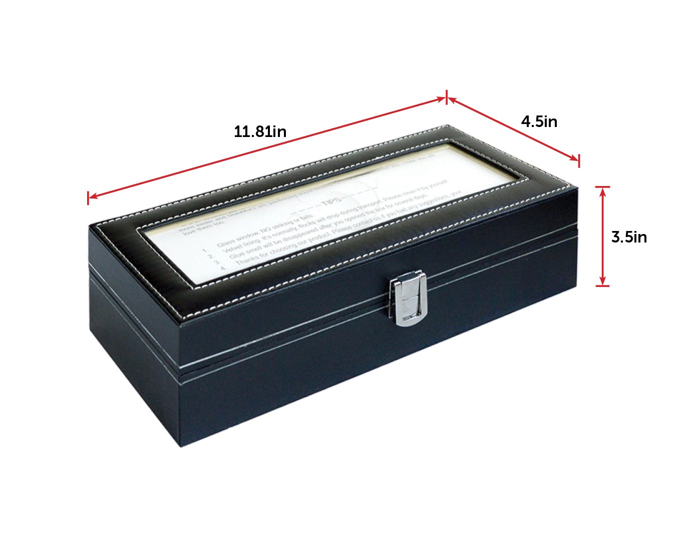 Commercial 6 Slot Mens Watch Display Case Box Black PU Leather