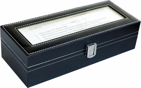Commercial 6 Slot Mens Watch Display Case Box Black PU Leather