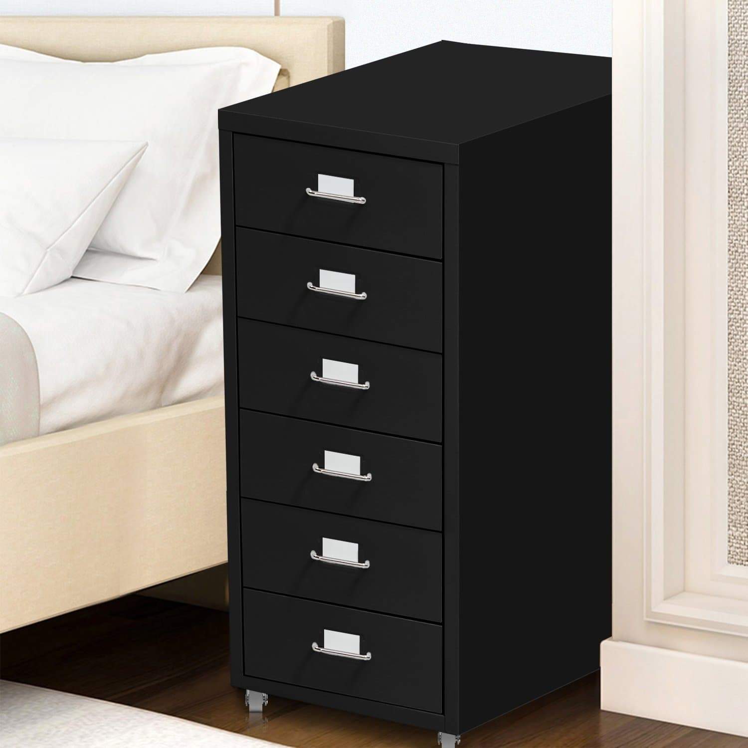 office & study 6 Tiers Steel Orgainer Metal File Cabinet With Drawers Office Furniture Black