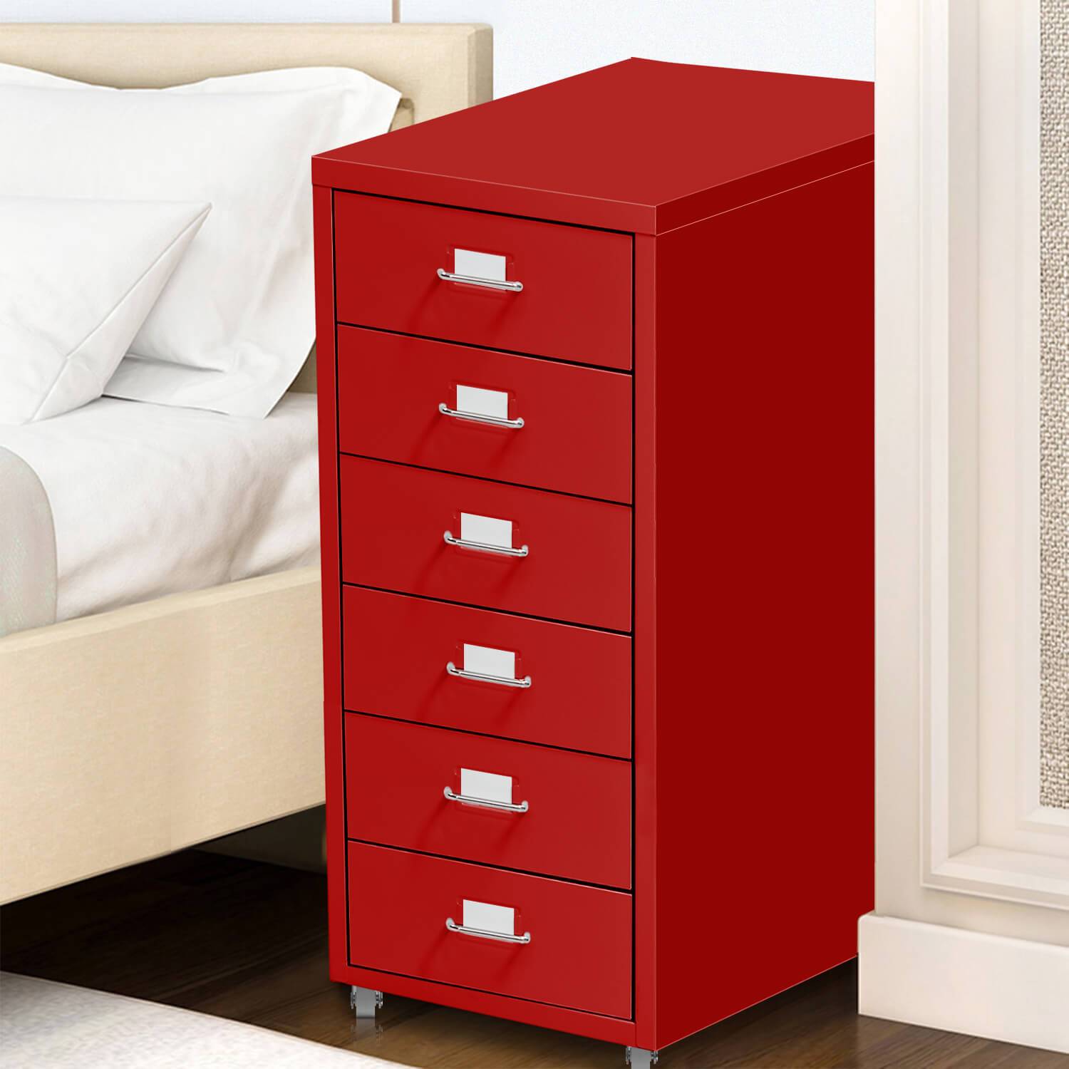 office & study 6 Tiers Steel Orgainer Metal File Cabinet With Drawers Office Furniture Red