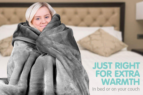 600GSM Double-Sided Queen Size Faux Mink Blanket - Pewter Silver