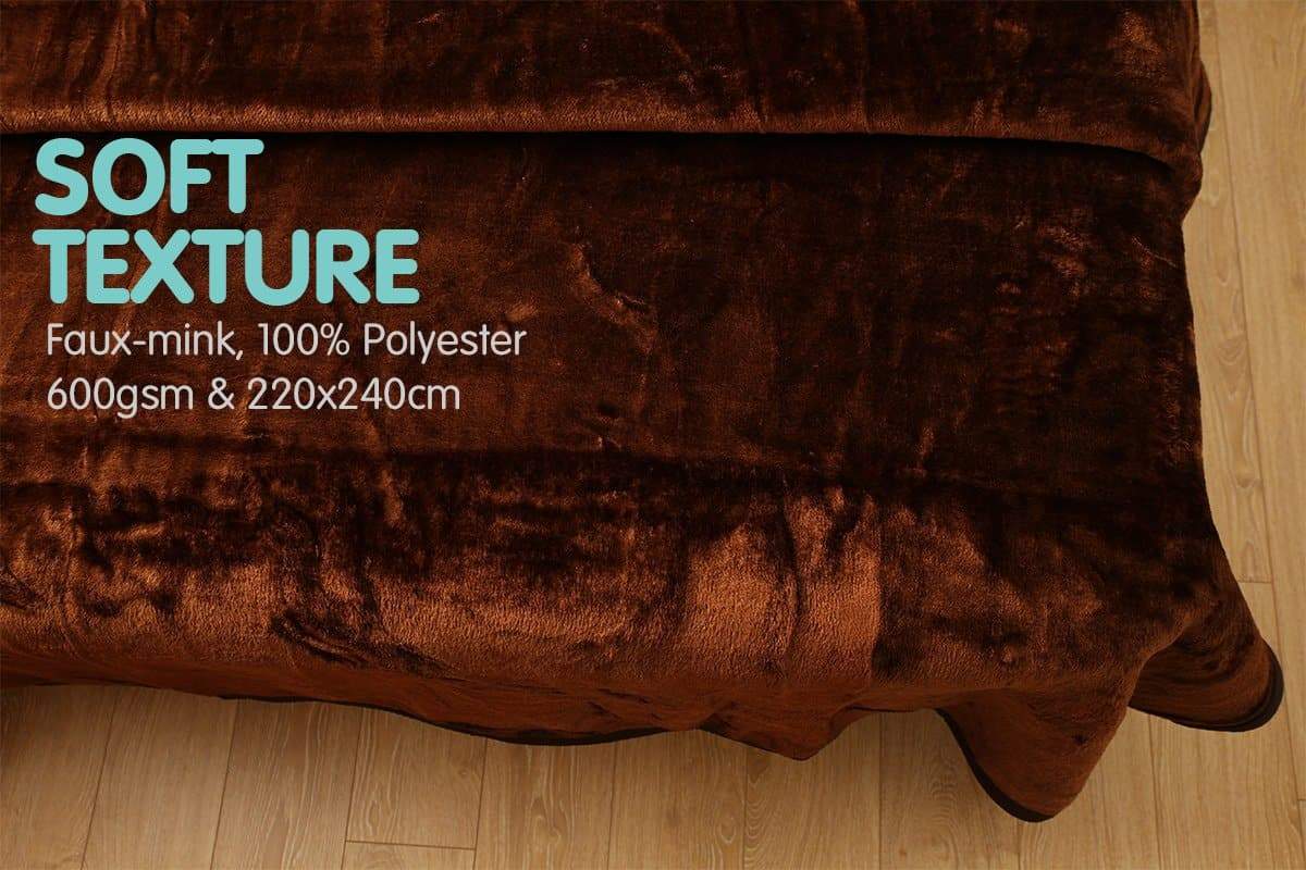 600GSM Large Double-Sided Faux Mink Blanket - Chocolate