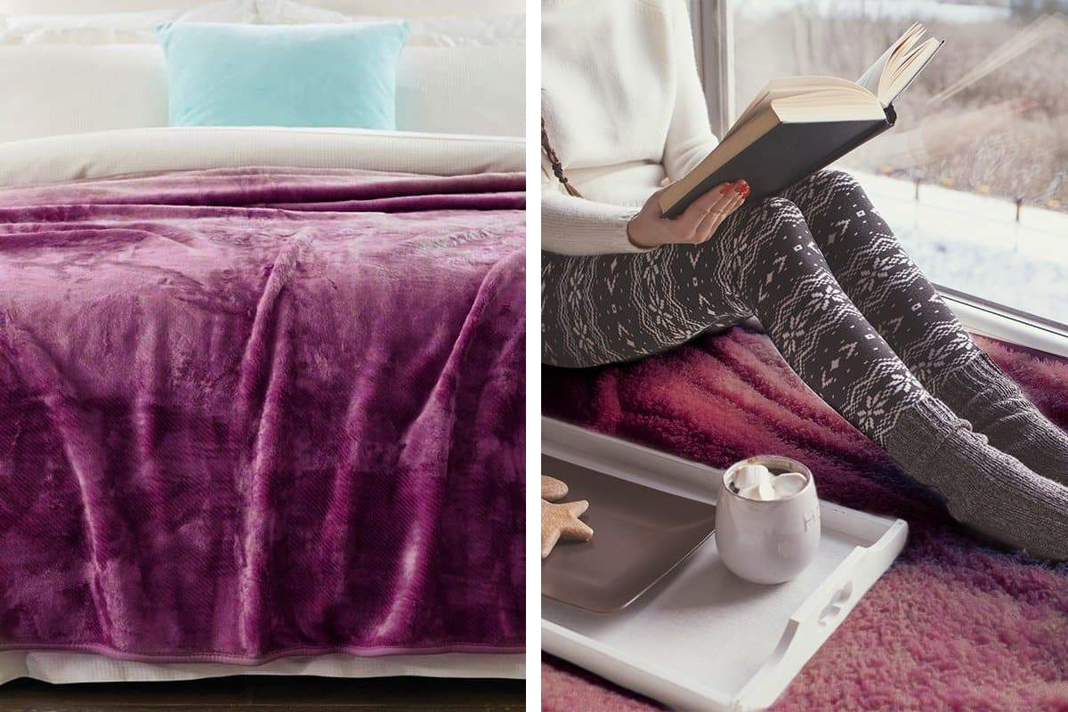 600Gsm Large Double-Sided Mink Blanket - Purple