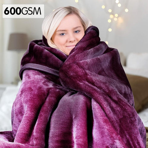600Gsm Large Double-Sided Mink Blanket - Purple