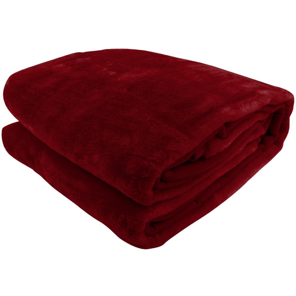 600Gsm Large Double-Sided Mink Blanket - Wine Red