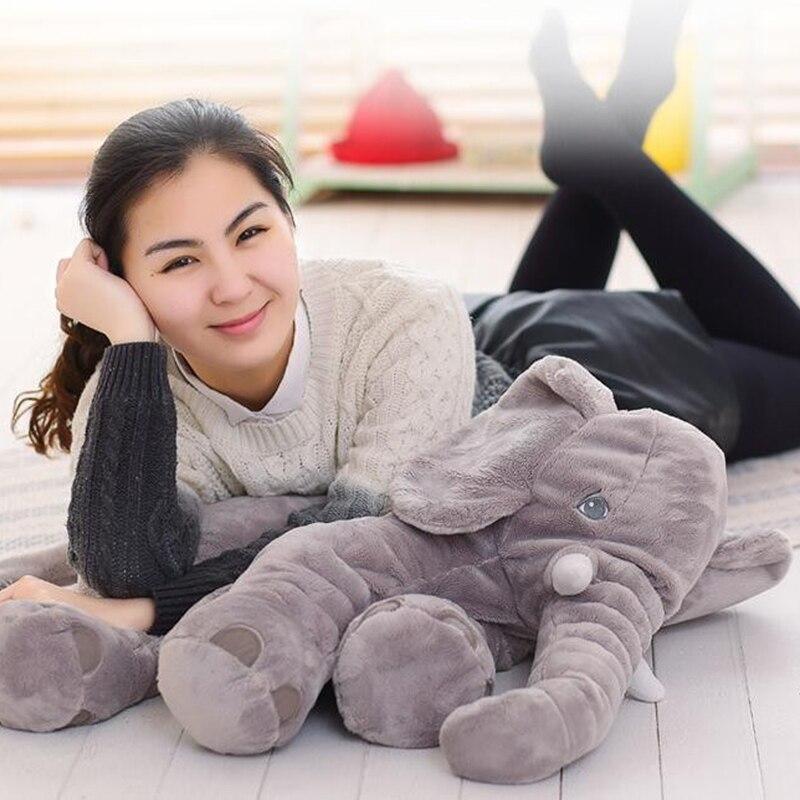 60CM  Elephant Plush Pillow Infant Soft For Sleeping Stuffed Animals  Grey