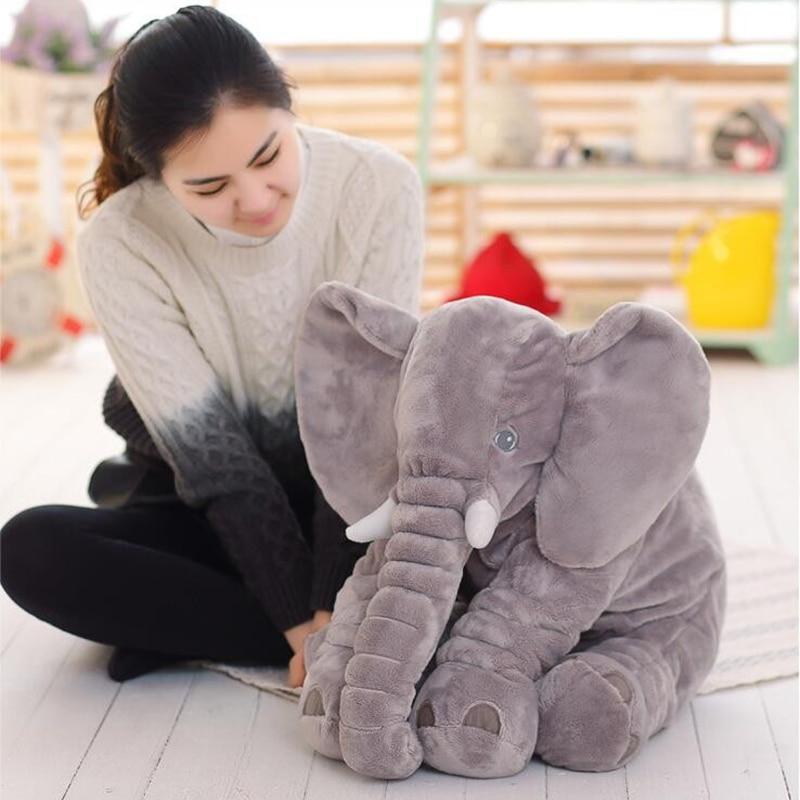 60CM  Elephant Plush Pillow Infant Soft For Sleeping Stuffed Animals  Grey