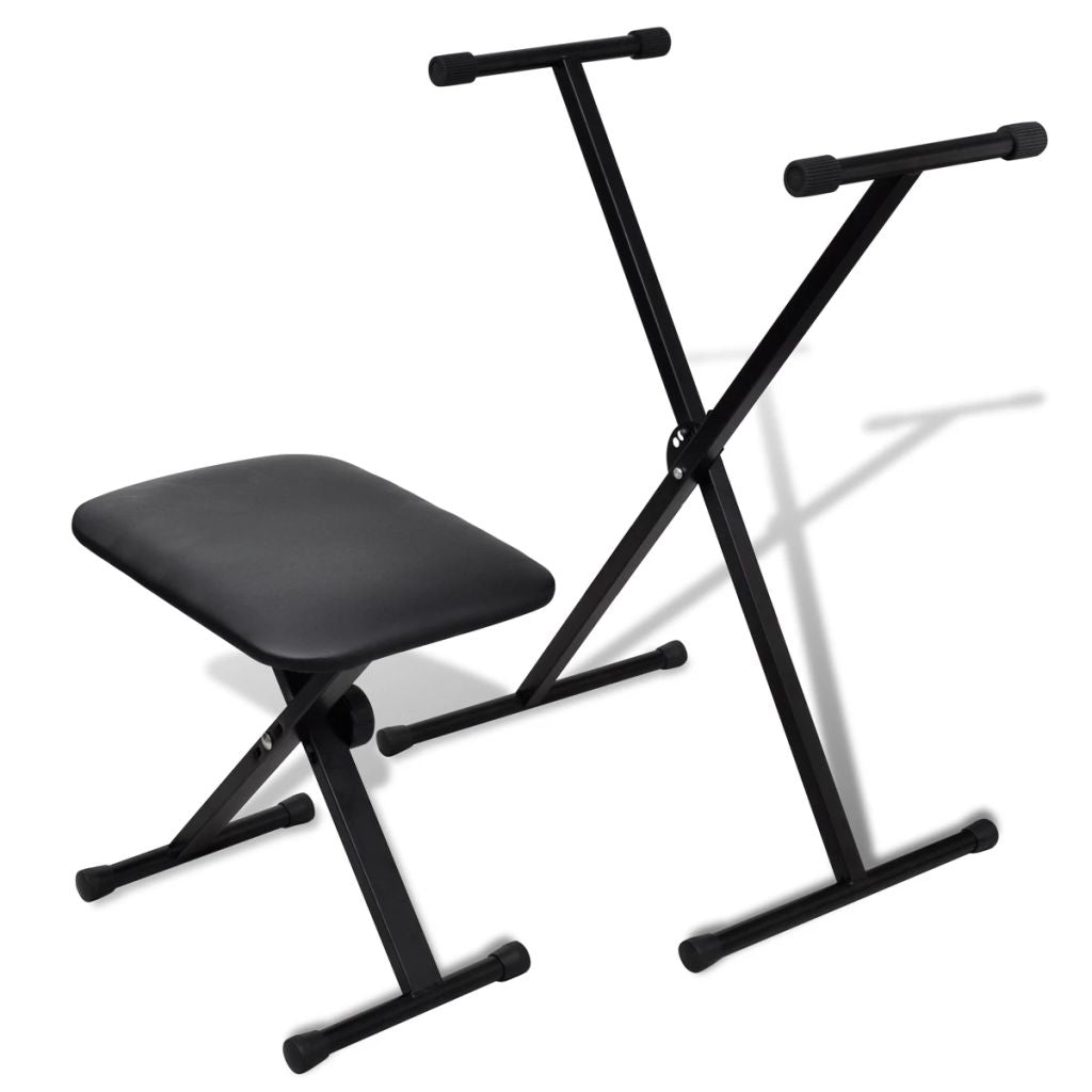 61-Key Electric Keyboard + Adjustable Keyboard Stand and Stool Set