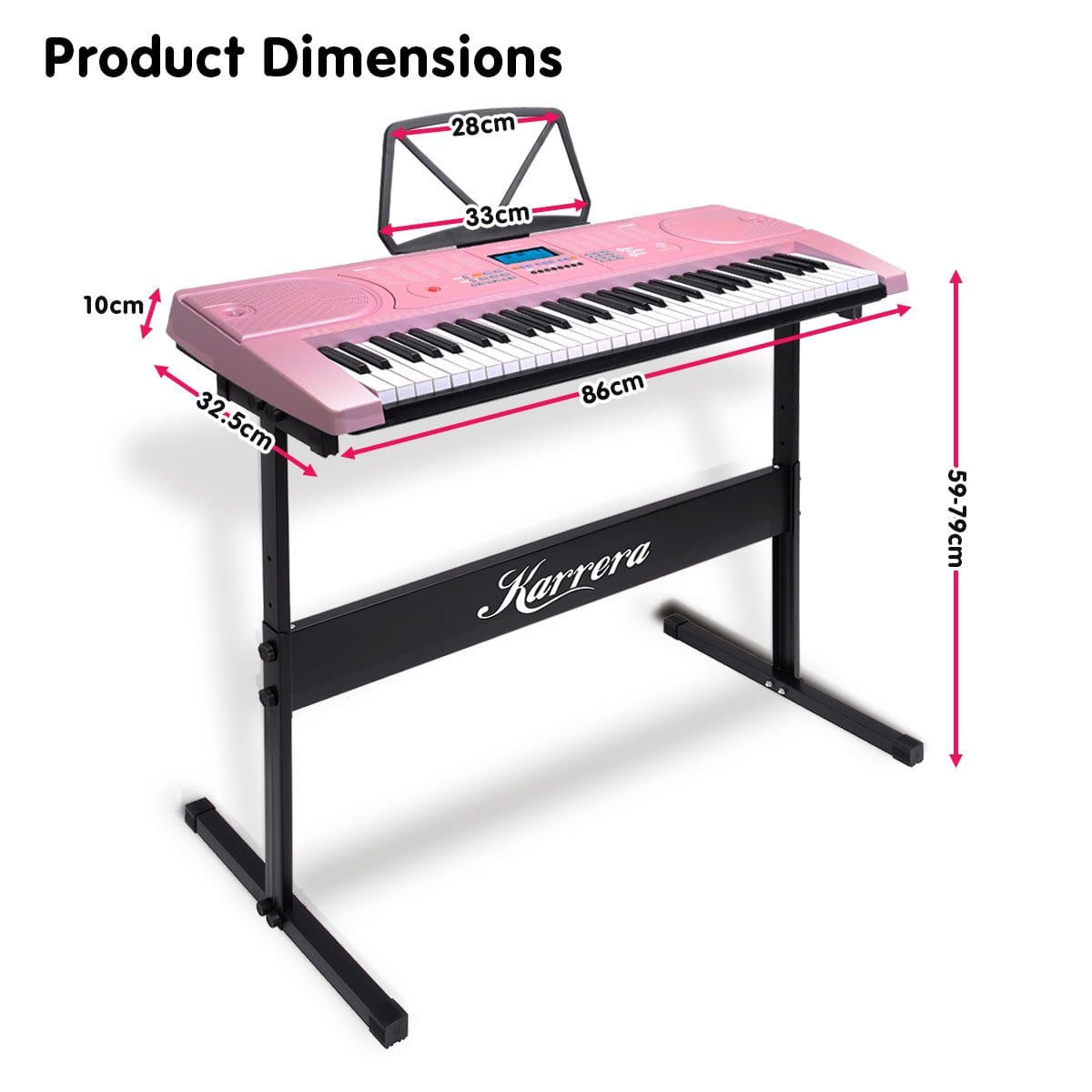 61 Keys Electronic Keyboard Piano Music With Stand - Pink