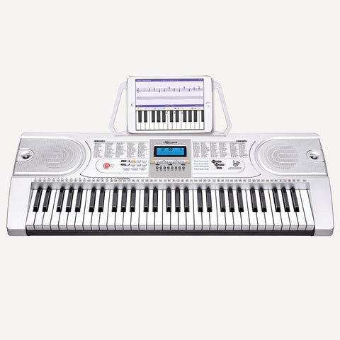 61 Keys Electronic Keyboard Piano With Stand - Silver
