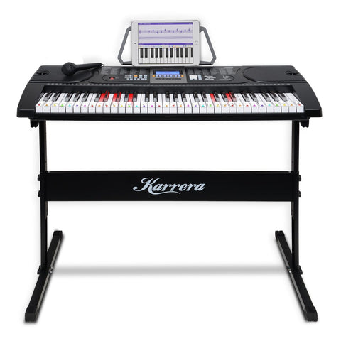 61 Keys Electronic Led Keyboard Piano With Stand - Black