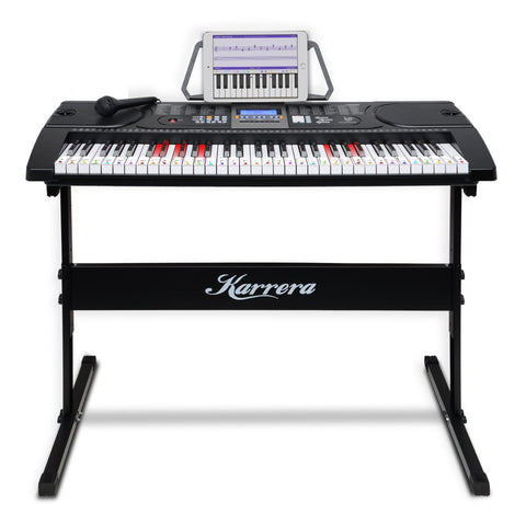 61 Keys Electronic Led Keyboard Piano With Stand - Black