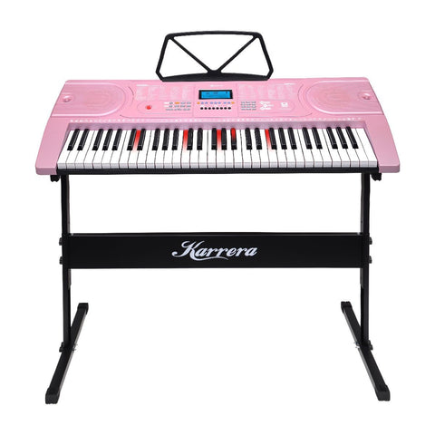 61 Keys Electronic Led Piano Keyboard With Stand - Pink