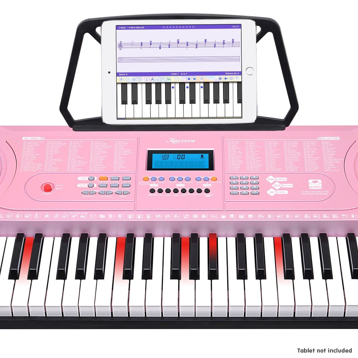 61 Keys Electronic Led Piano Keyboard With Stand - Pink