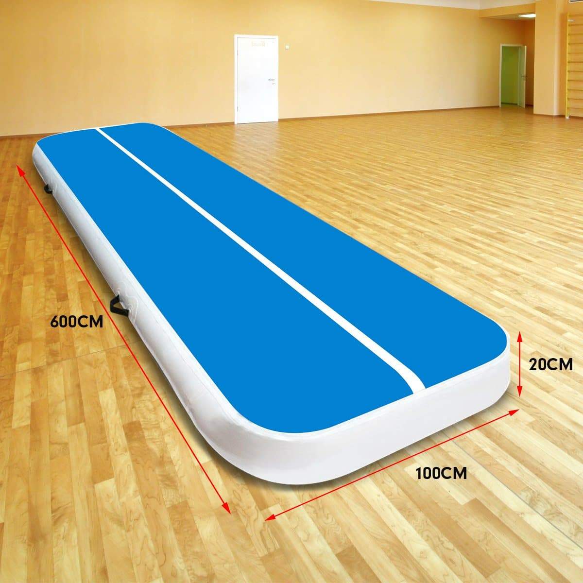 6m Airtrack Tumbling Mat Gymnastics Exercise 20cm Air Track Blue White