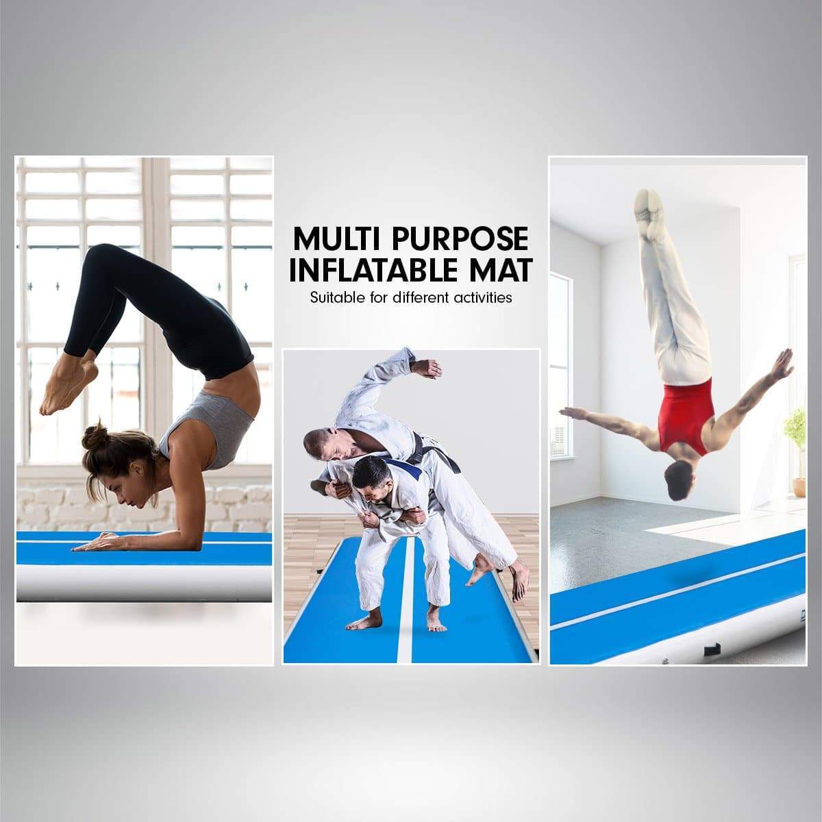 6m Airtrack Tumbling Mat Gymnastics Exercise 20cm Air Track Blue White