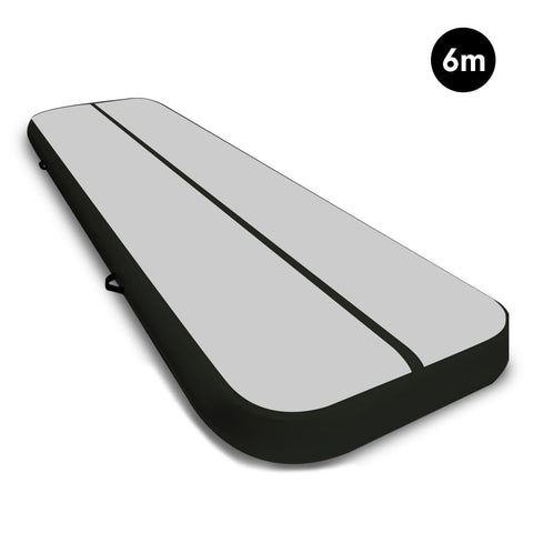 6m Airtrack Tumbling Mat Gymnastics Exercise 20cm Air Track Grey Black