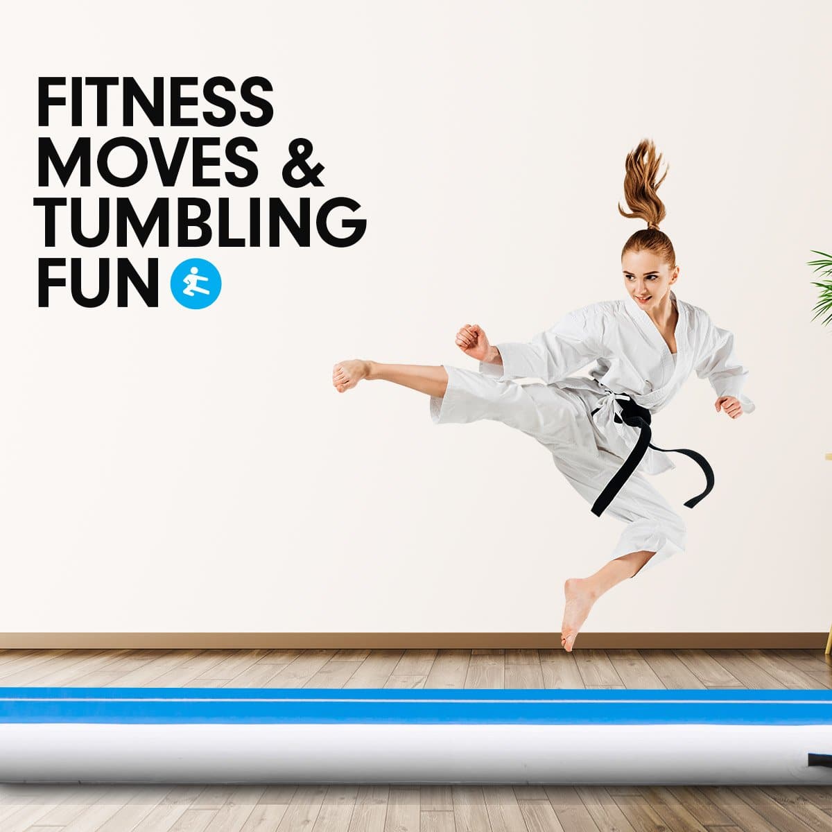 6m x 2m Airtrack Tumbling Mat Gymnastics Exercise Air Track Blue White