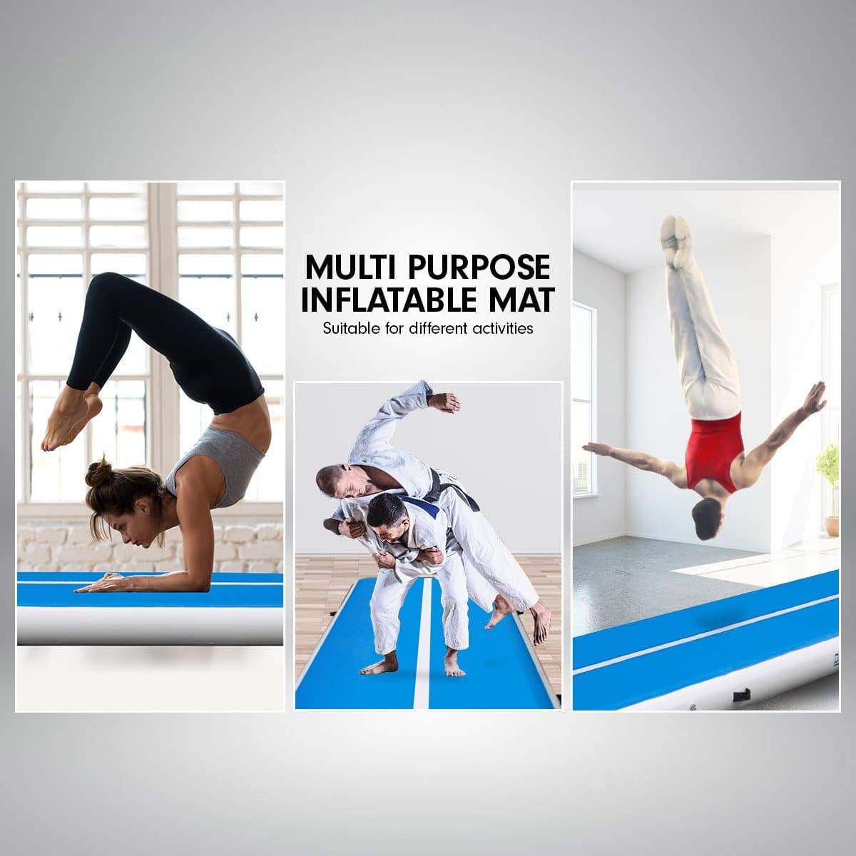 6m x 2m Airtrack Tumbling Mat Gymnastics Exercise Air Track Blue White