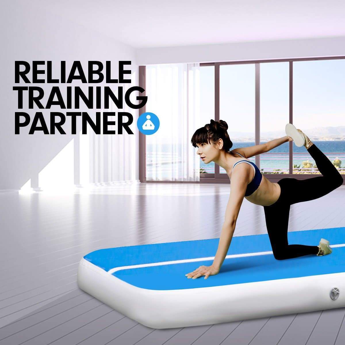 6m x 2m Airtrack Tumbling Mat Gymnastics Exercise Air Track Blue White