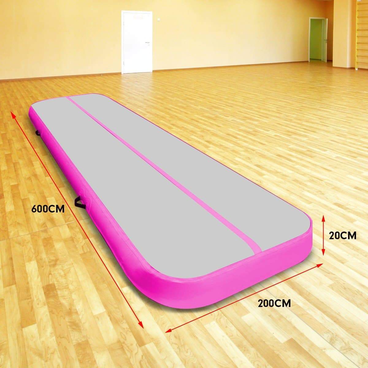 6m x 2m Airtrack Tumbling Mat Gymnastics Exercise Air Track Grey Pink