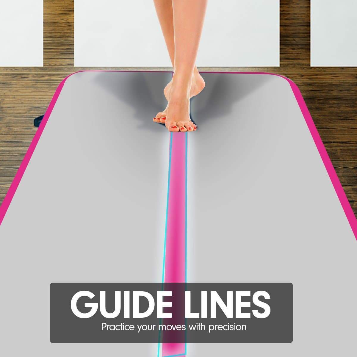 6m x 2m Airtrack Tumbling Mat Gymnastics Exercise Air Track Grey Pink